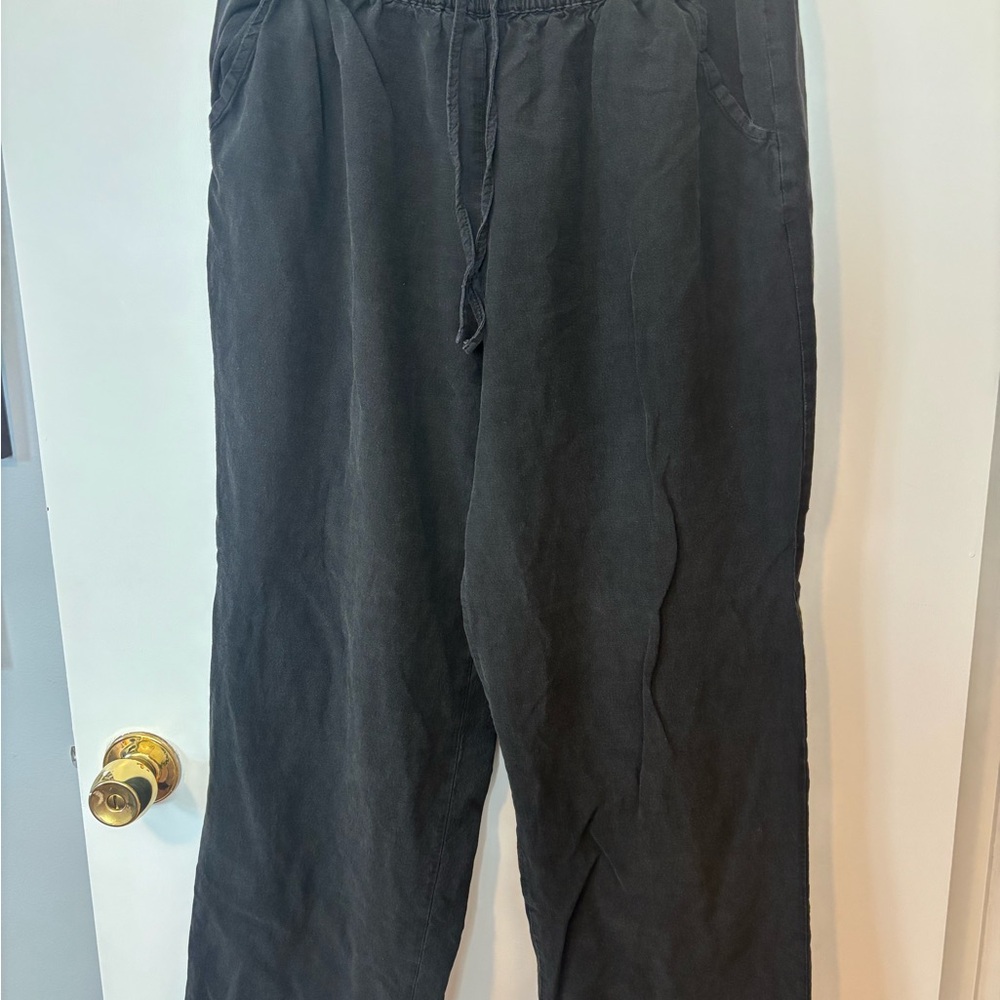 Chartou Black Drawstring Wide Leg Casual Pants